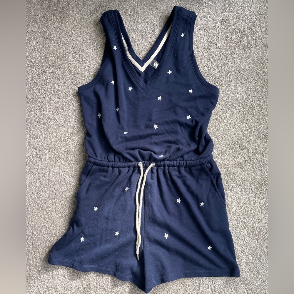 Lou & Grey Blue Knit Top with White Trim